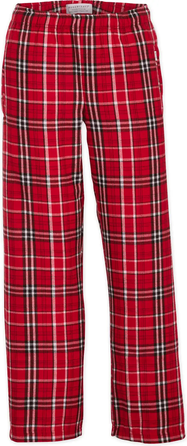 Boxercraft By6624 Youth Poly Flannel Pant - Red White Plaid - s