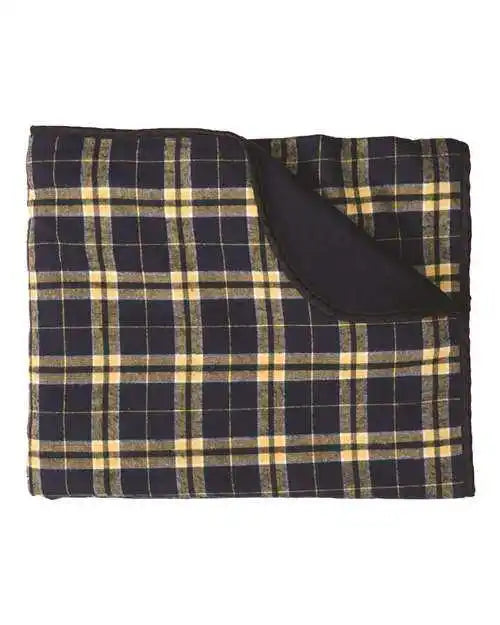 Boxercraft Fb250 Flannel Blanket - Navy Gold - one Size Fits Most