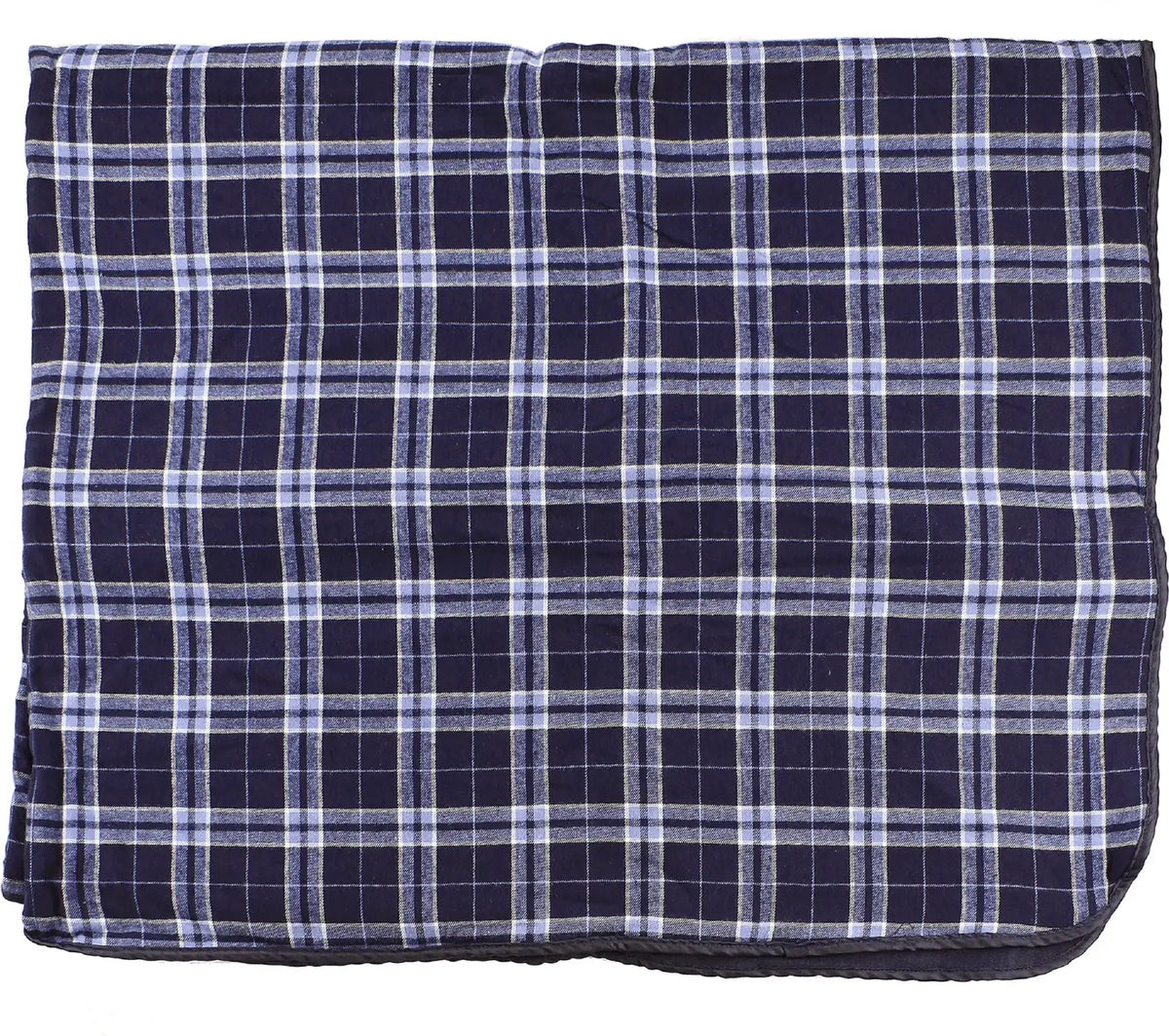 Boxercraft Fb250 Premium Flannel Blanket - Navy Silver Plaid - Light Gray