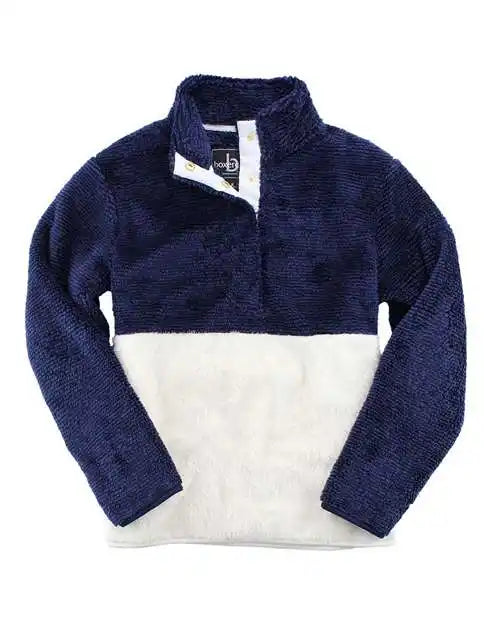 Boxercraft Fz01 Fuzzy Fleece Pullover Navy Stripe Natural