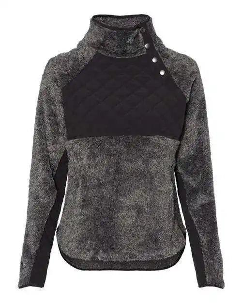 Boxercraft Fz06 Women’s Quilted Fuzzy Fleece Pullover - Black Pepper