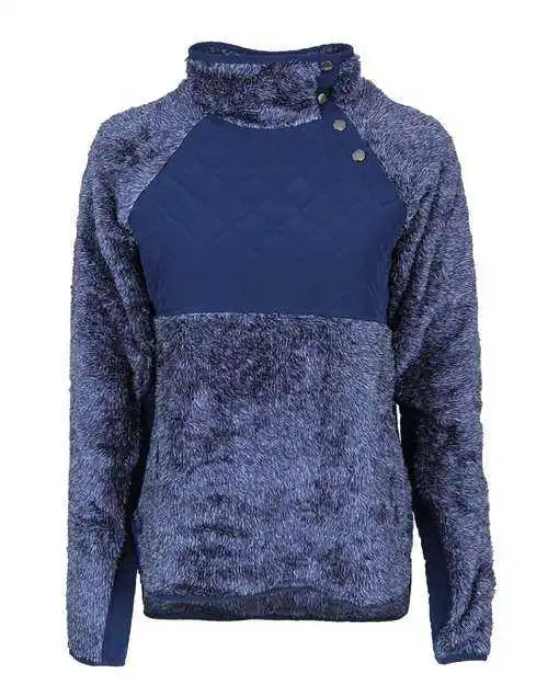 Boxercraft Fz06 Women’s Quilted Fuzzy Fleece Pullover - Navy Pepper