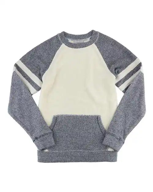 Boxercraft L04 Women’s Cozy Contrast Fleece Pullover - Denim Oatmeal