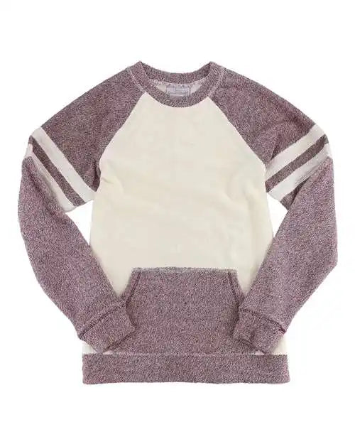 Boxercraft L04 Women’s Cozy Contrast Fleece Pullover - Maroon Oatmeal