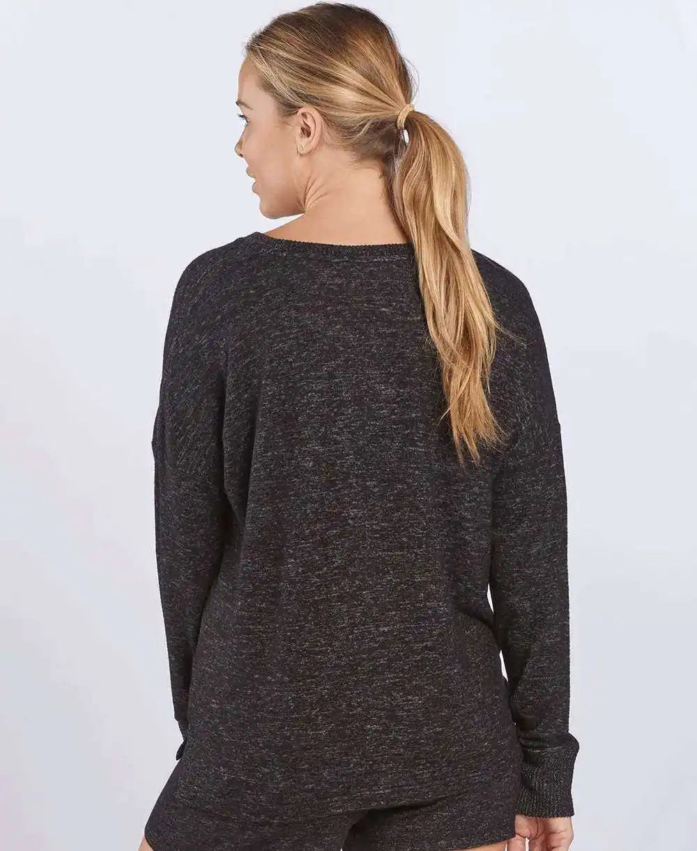 Boxercraft L06 Women’s Cuddle Fleece Boxy Crewneck Pullover - Black Heather