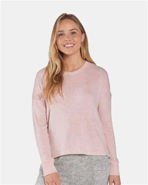 Boxercraft L06 Women’s Cuddle Fleece Boxy Crewneck Pullover Blush Heather