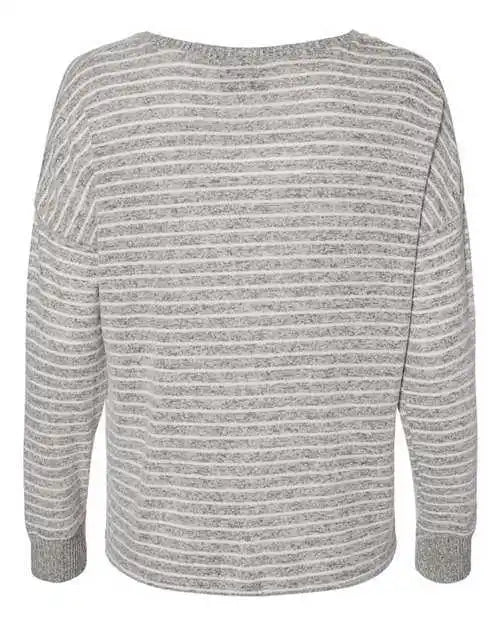 Boxercraft L06 Women’s Cuddle Fleece Boxy Crewneck Pullover - Oxford Natural Stripe