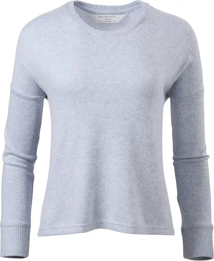 Boxercraft L06 Women’s Cuddle Fleece Boxy Crewneck Pullover - Sky Blue Heather - l