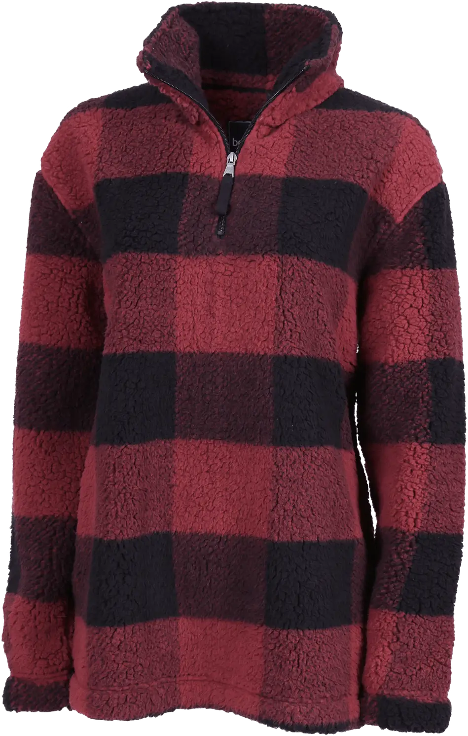 Boxercraft Q10 Adult Sherpa Quarter Zip Pullover - Garnet Black Buffalo Plaid - Red Gray / Xs