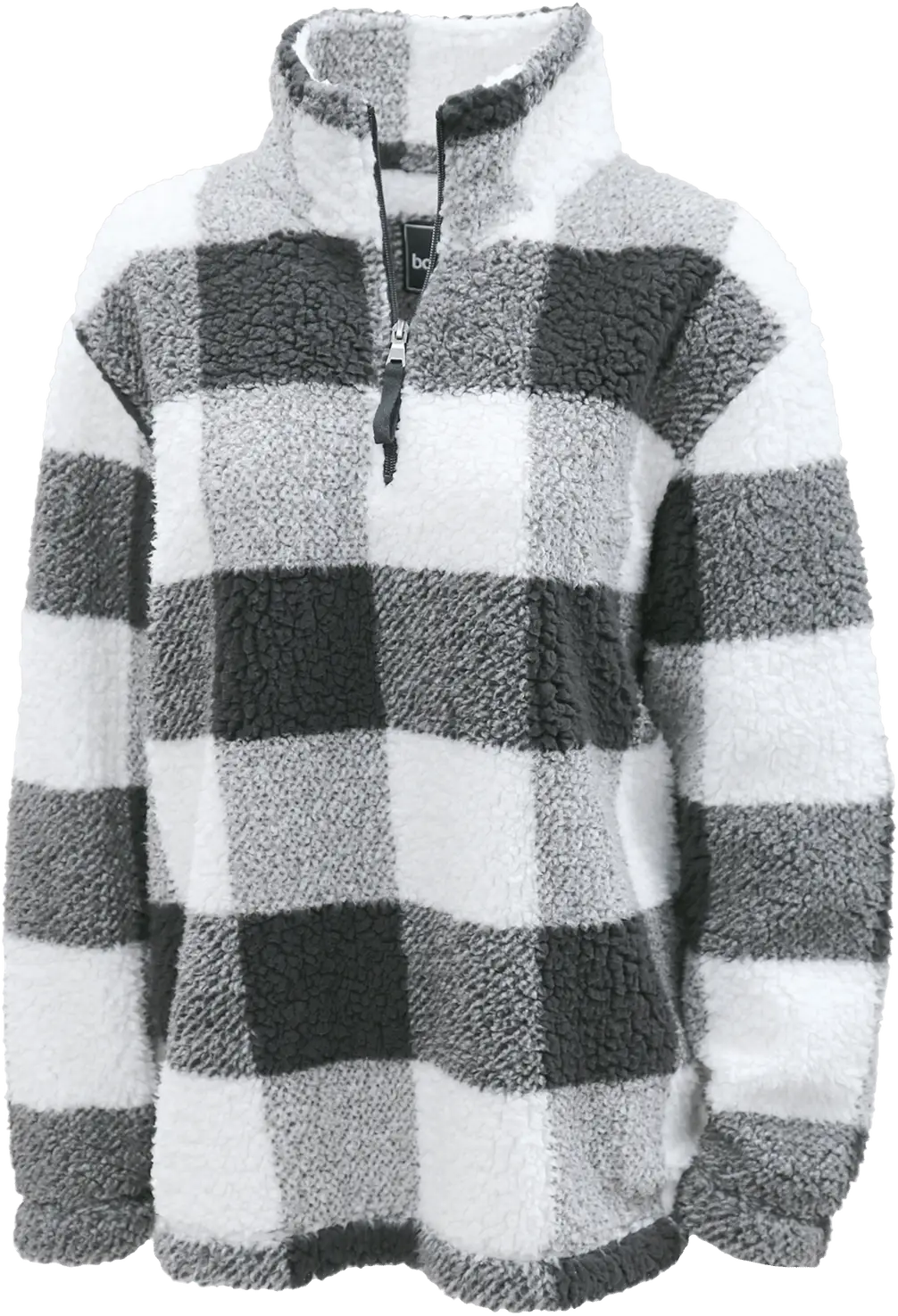 Boxercraft Q10 Adult Sherpa Quarter Zip Pullover - Granite Natural Buffalo Plaid - Xs