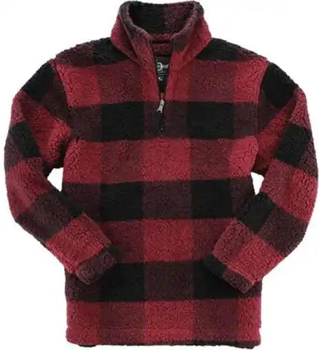 Boxercraft Q10 Unisex Sherpa Fleece Quarter-zip Pullover - Garnet Black Buffalo Plaid