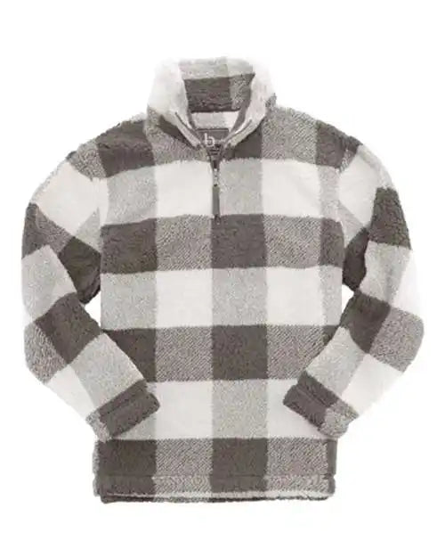Boxercraft Q10 Unisex Sherpa Fleece Quarter-zip Pullover - Granite Natural Buffalo Plaid