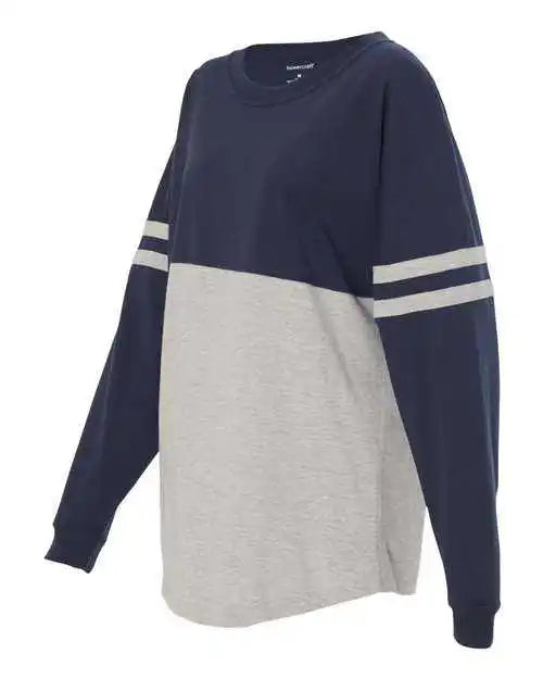 Boxercraft T14 Women’s Jersey Pom Long Sleeve T-shirt - Navy Oxford