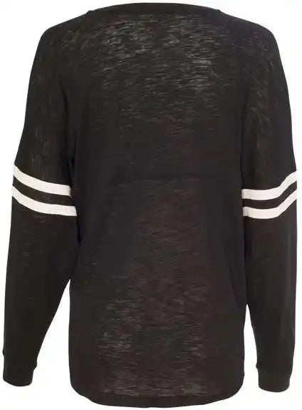 Boxercraft T17 Womens Slub Jersey Varsitee v Neck Long Sleeve t Shirt Black