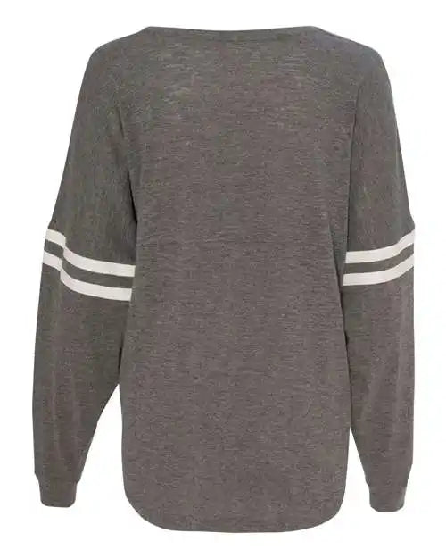 Boxercraft T17 Womens Slub Jersey Varsitee v Neck Long Sleeve t Shirt Granite