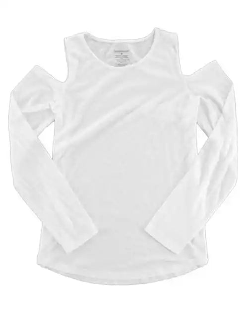 Boxercraft T31 Women’s Cold Shoulder Long Sleeve T-shirt - White