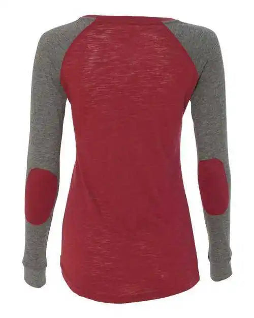 Boxercraft T66 Womens Preppy Patch Slub Long Sleeve T-shirt - Garnet Granite