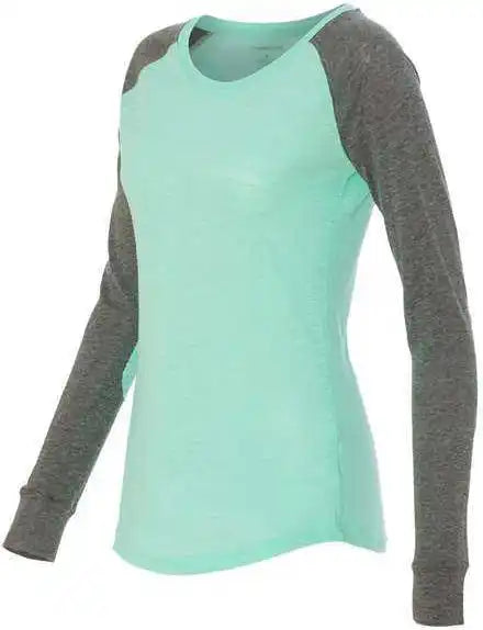 Boxercraft T66 Womens Preppy Patch Slub Long Sleeve T-shirt - Mint Granite