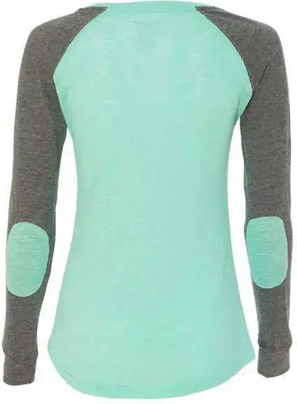 Boxercraft T66 Womens Preppy Patch Slub Long Sleeve T-shirt - Mint Granite