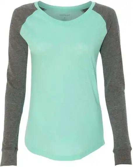 Boxercraft T66 Womens Preppy Patch Slub Long Sleeve T-shirt - Mint Granite