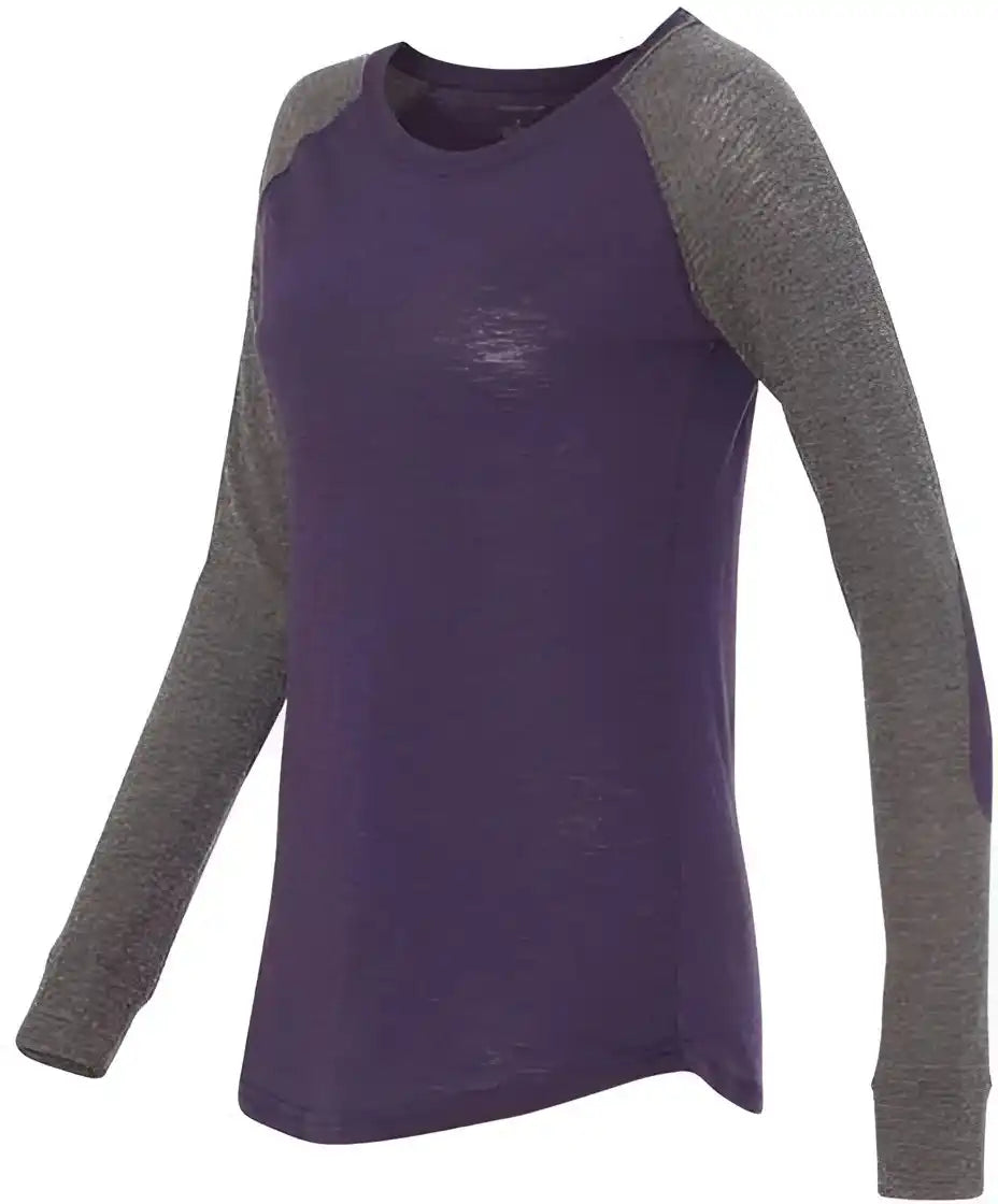 Boxercraft T66 Womens Preppy Patch Slub Long Sleeve t Shirt Purple Granite