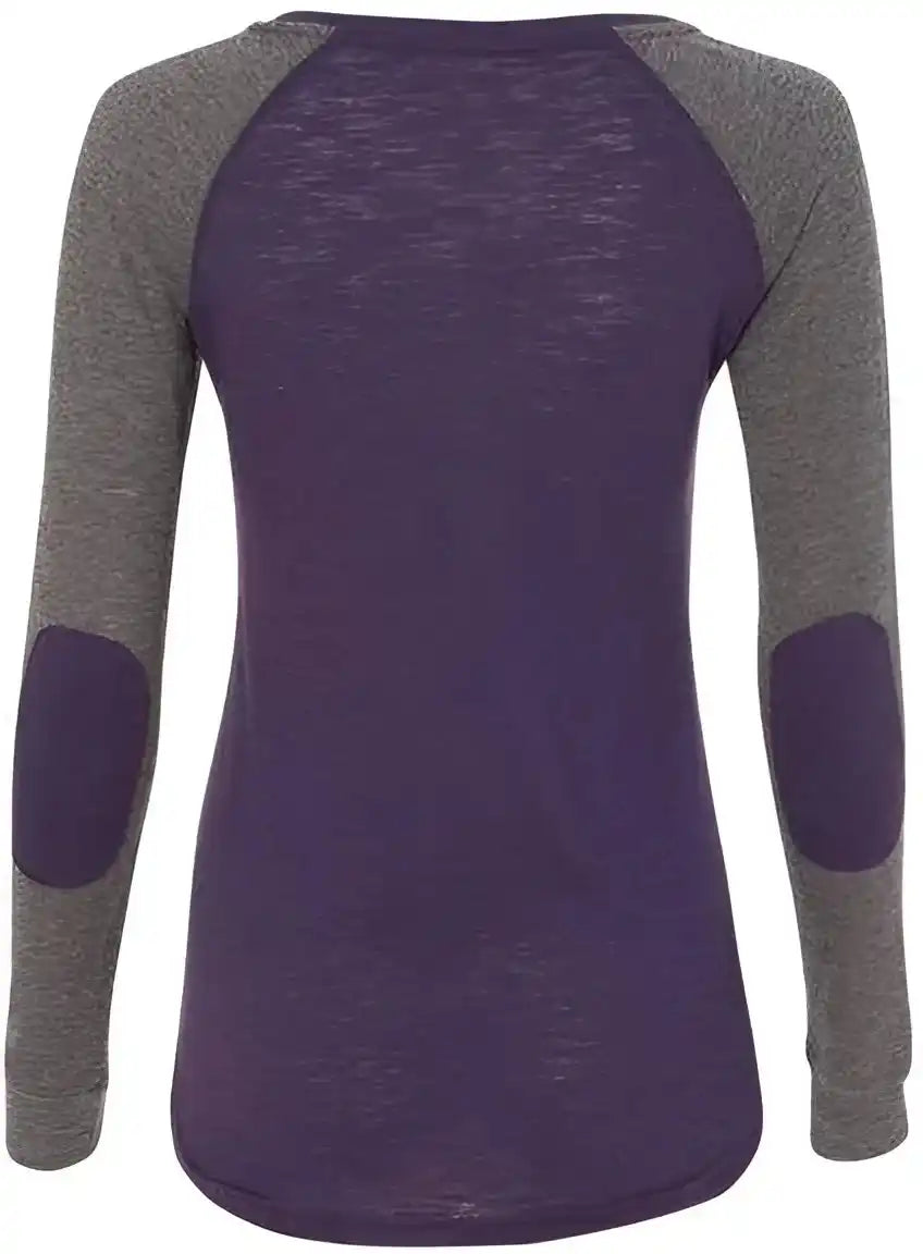 Boxercraft T66 Womens Preppy Patch Slub Long Sleeve t Shirt Purple Granite