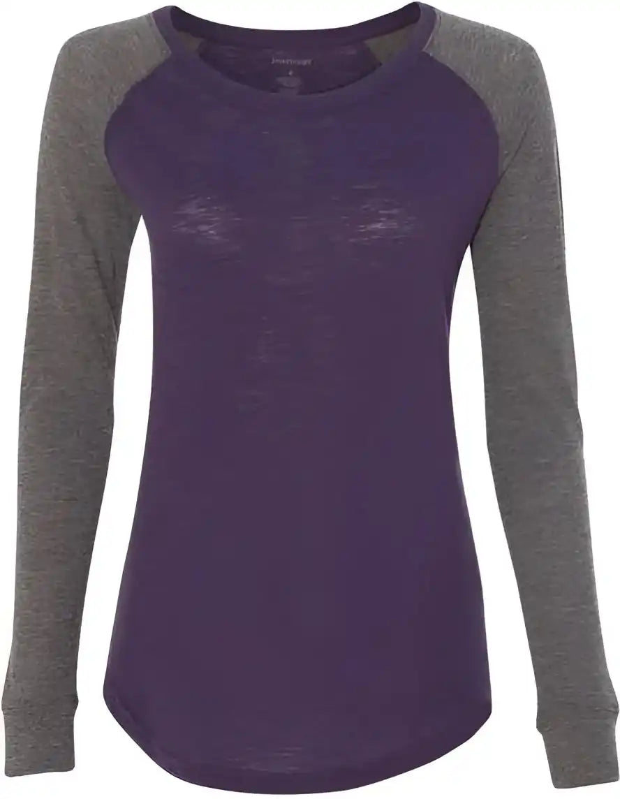 Boxercraft T66 Womens Preppy Patch Slub Long Sleeve t Shirt Purple Granite