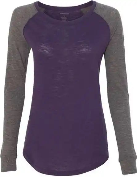 Boxercraft T66 Womens Preppy Patch Slub Long Sleeve T-shirt - Purple Granite