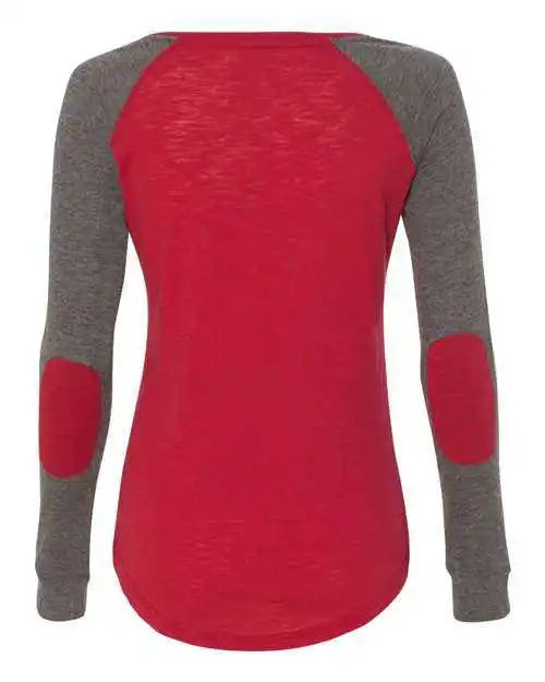 Boxercraft T66 Womens Preppy Patch Slub Long Sleeve T-shirt - Red Granite