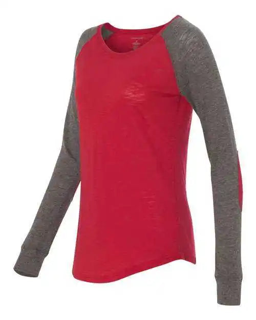 Boxercraft T66 Womens Preppy Patch Slub Long Sleeve T-shirt - Red Granite