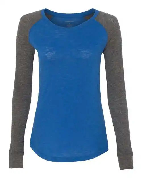 Boxercraft T66 Womens Preppy Patch Slub Long Sleeve T-shirt - Royal Granite