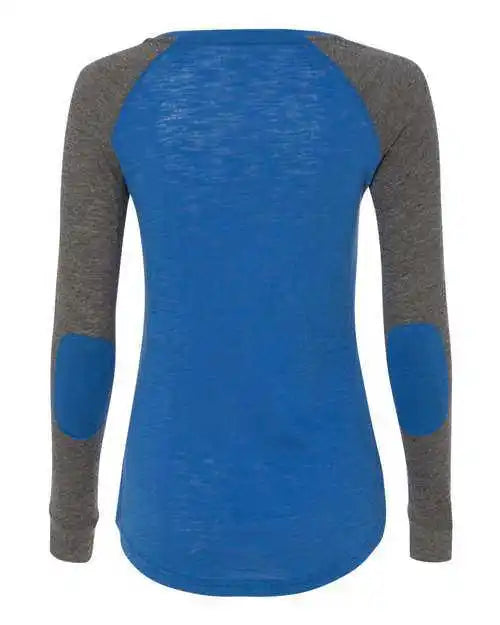 Boxercraft T66 Womens Preppy Patch Slub Long Sleeve T-shirt - Royal Granite