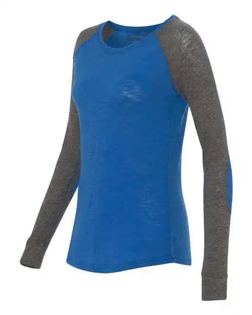 Boxercraft T66 Womens Preppy Patch Slub Long Sleeve T-shirt - Royal Granite