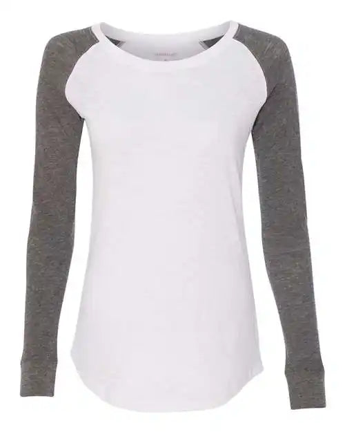 Boxercraft T66 Womens Preppy Patch Slub Long Sleeve t Shirt White Granite