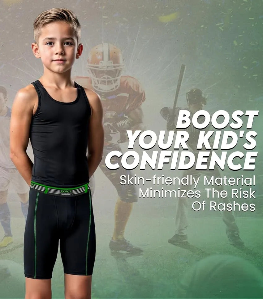 Boys Compression Shorts with Soft Athletic Cup Black (youth)