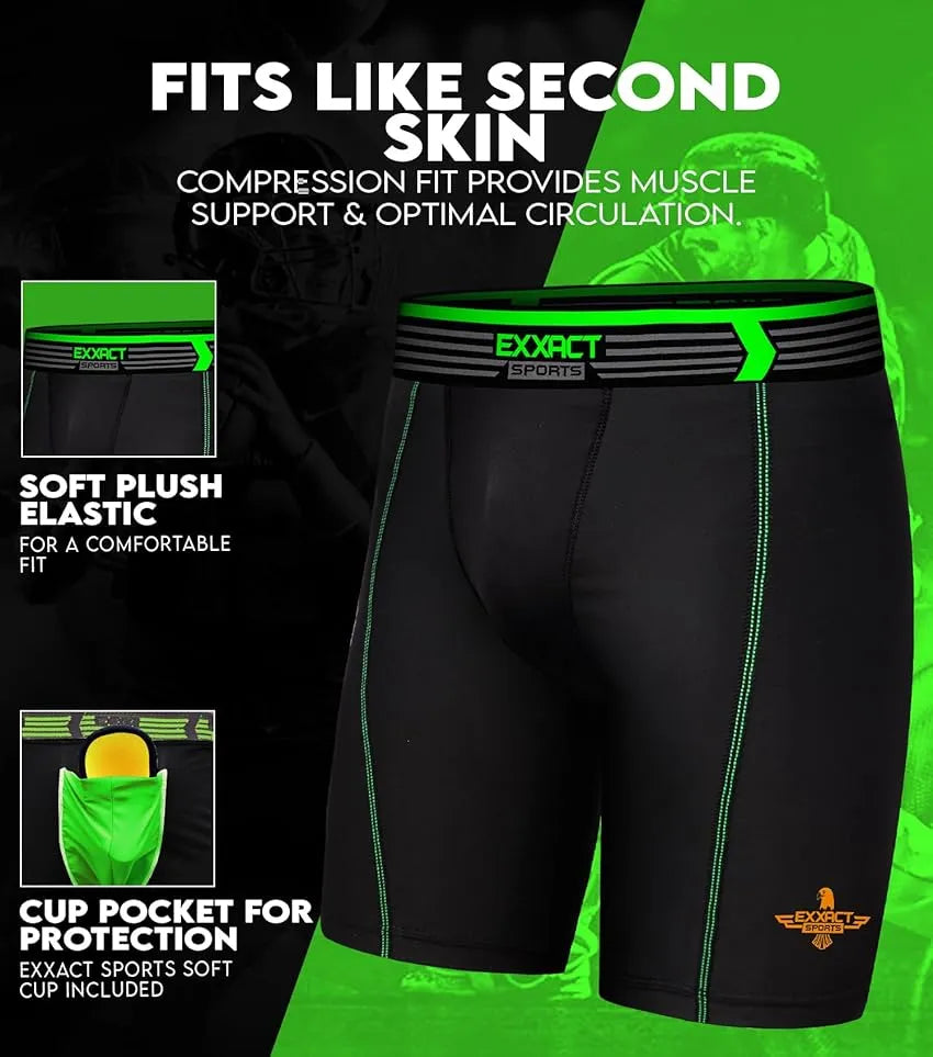Boys Compression Shorts with Soft Athletic Cup Black (youth)