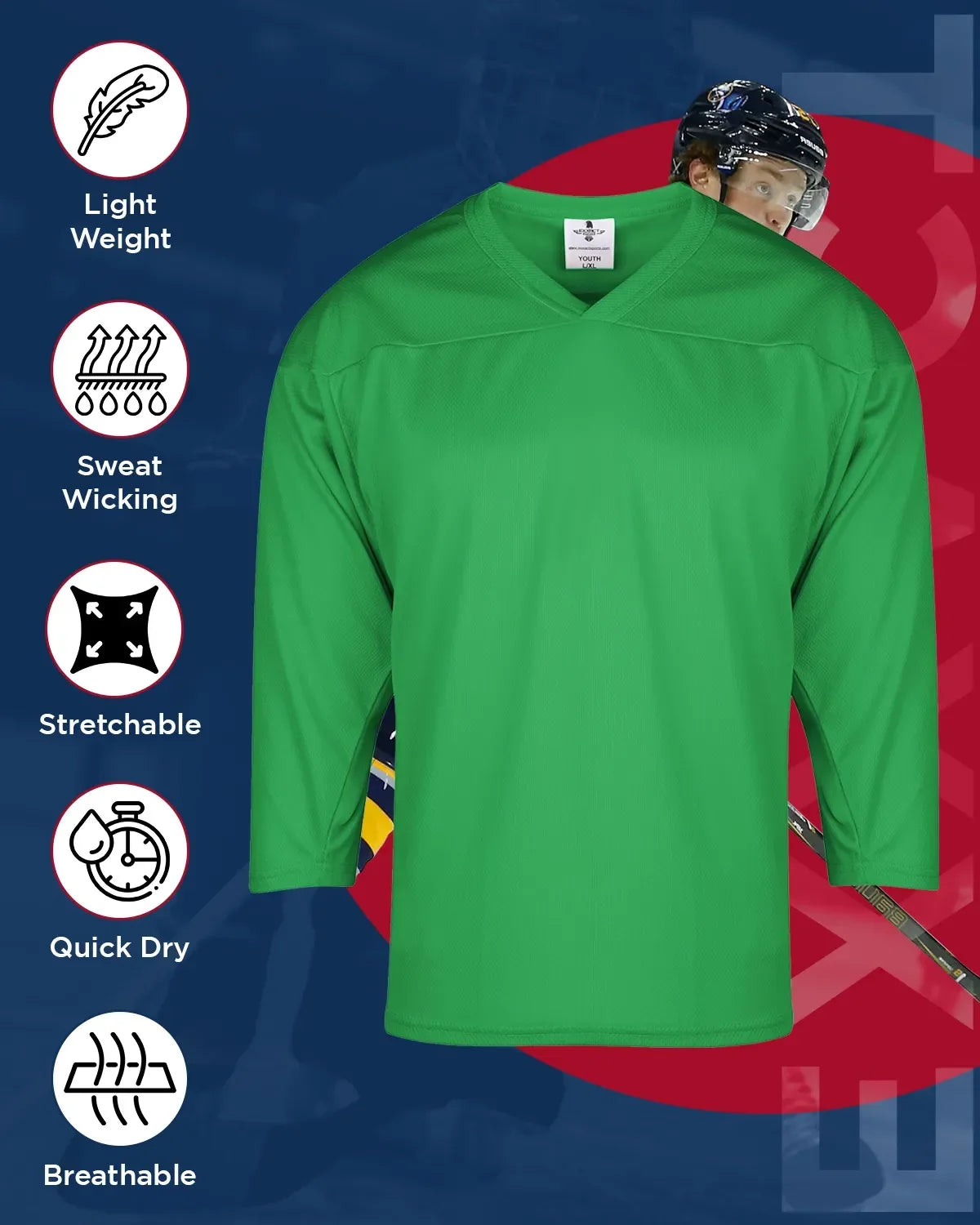 Boys Green Hockey Practice Jersey (youth)