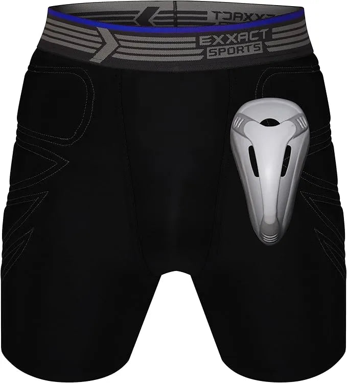 Boy’s Padded Sliding Shorts with Hard Protective Cup (black)