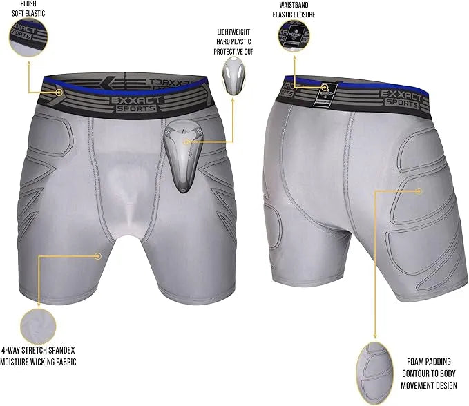 Boy’s Padded Sliding Shorts with Hard Protective Cup (gray)