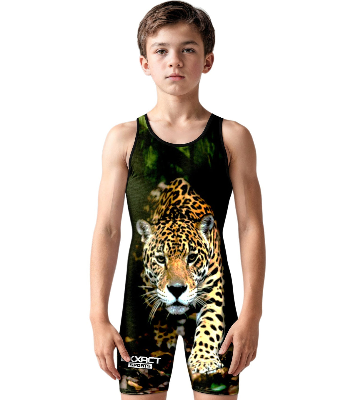 Boys Youth Sublimated Wrestling Singlets (leopard)