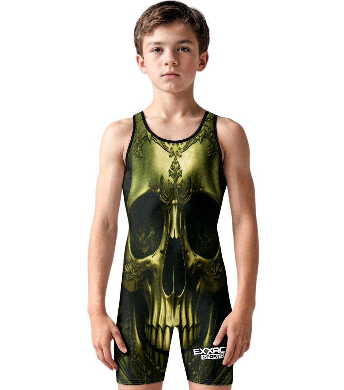 Boys Youth Sublimated Wrestling Singlets (skull)