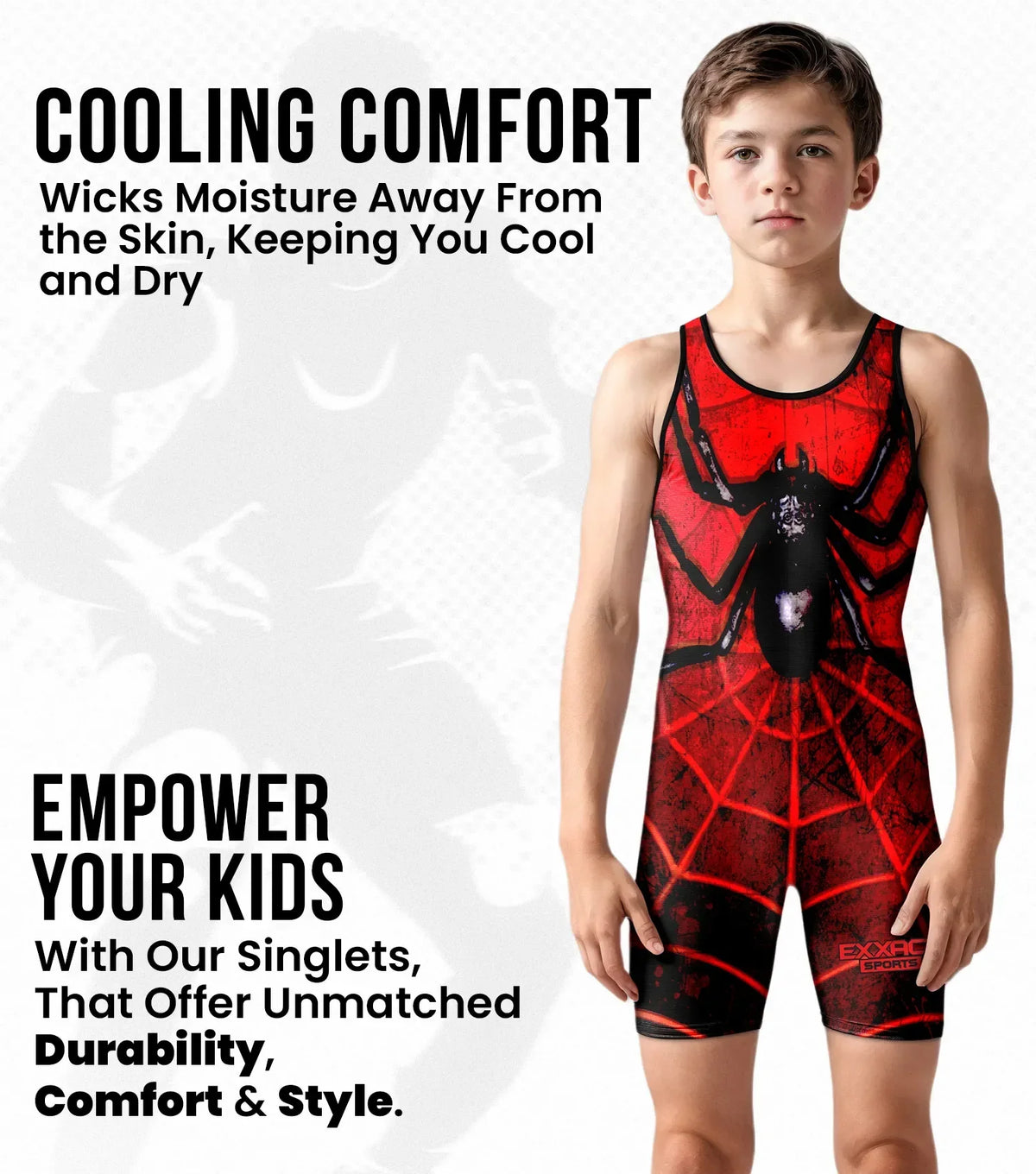 Boys Youth Sublimated Wrestling Singlets (spider)