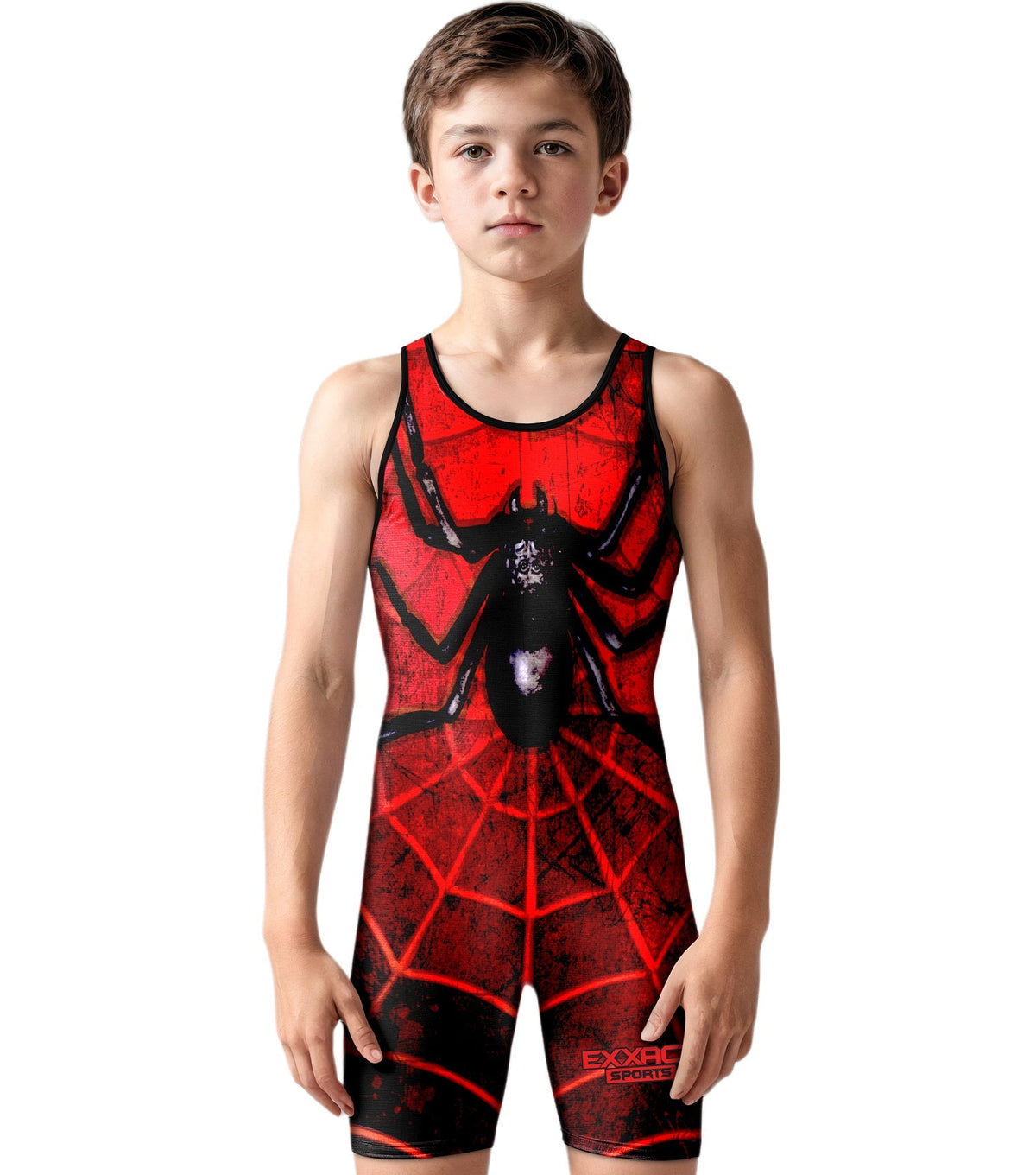 Boys Youth Sublimated Wrestling Singlets (spider)