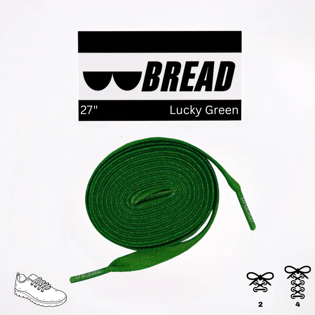 Bread Elastic Shoelace - Lucky Green - 27” Sparkly