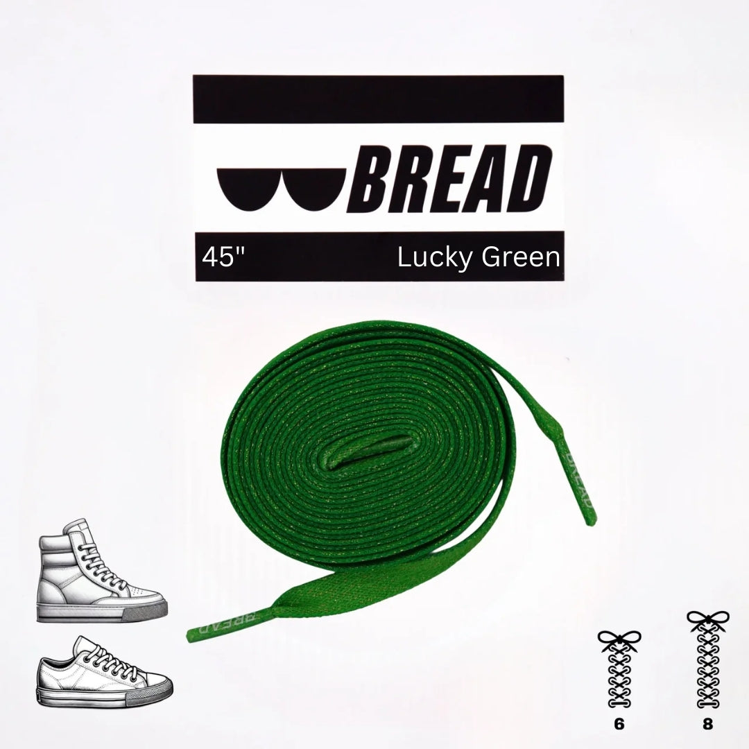 Bread Elastic Shoelace - Lucky Green - 45” Sparkly