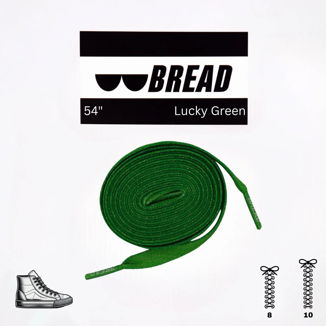 Bread Elastic Shoelace - Lucky Green - 54” Sparkly