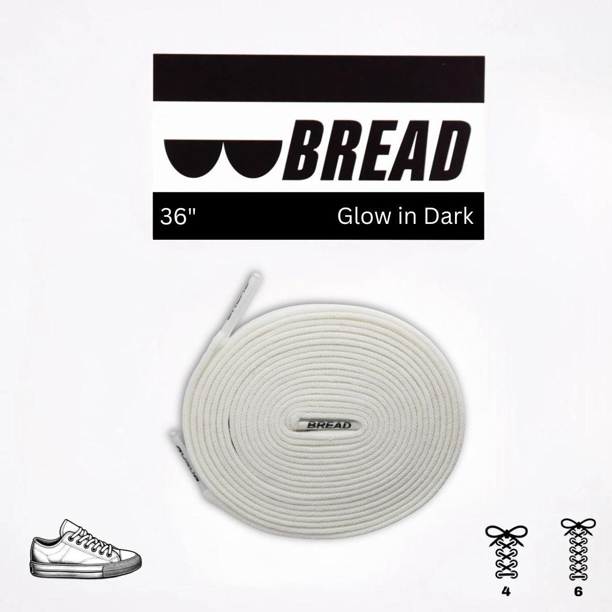 Bread Elastic Shoelace - Night White Glow in the Dark - 36’’