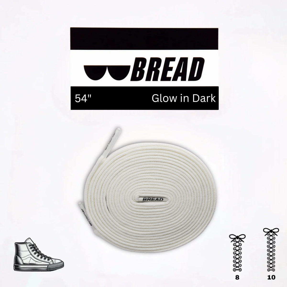Bread Elastic Shoelace - Night White Glow in the Dark - 54’’