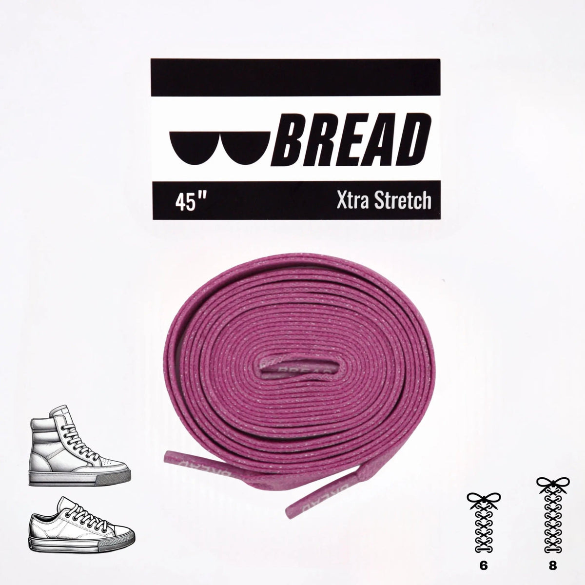 Bread Elastic Shoelace - Pretty Pink - 45” Sparkly