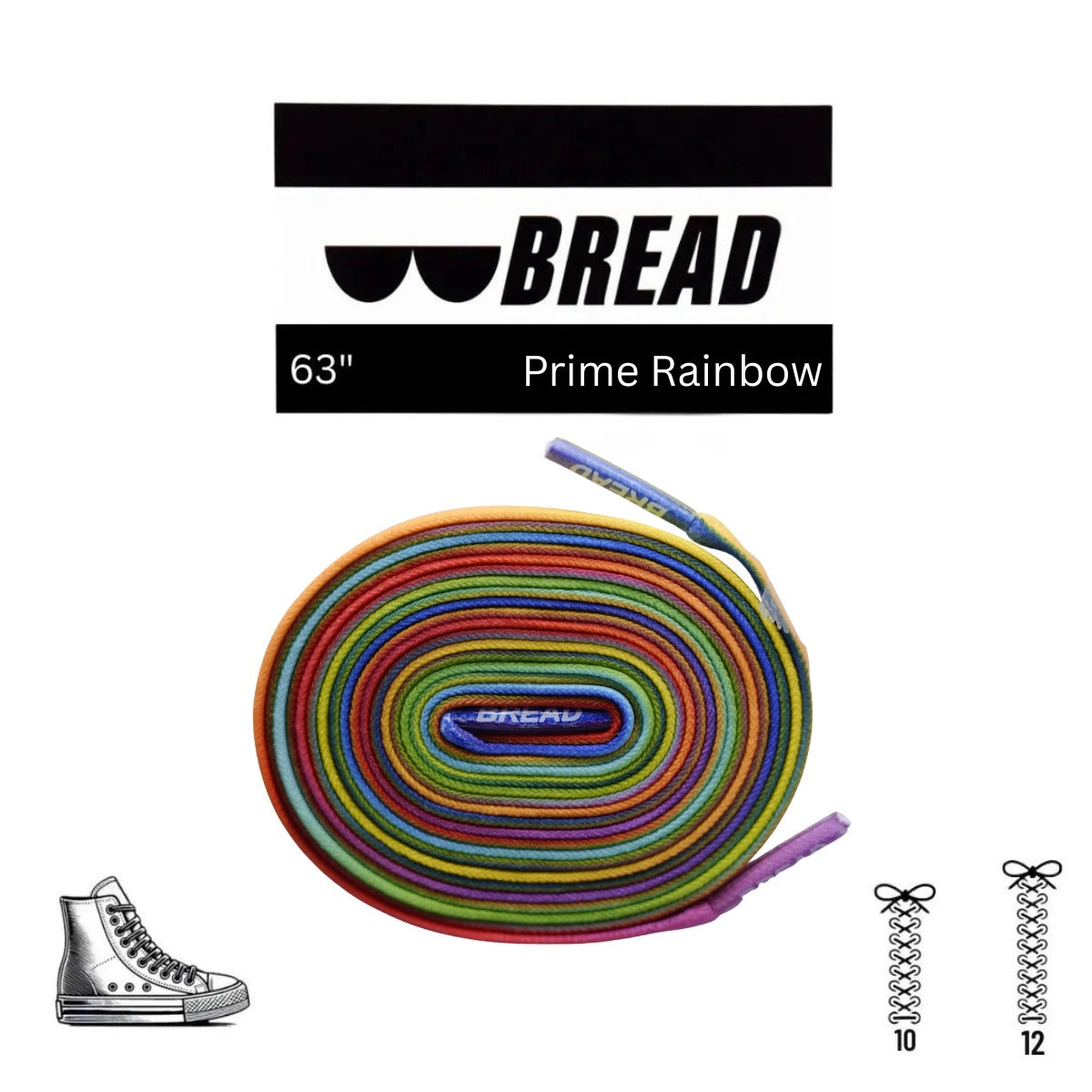 Bread Elastic Shoelace - Prime Rainbow - 63’’